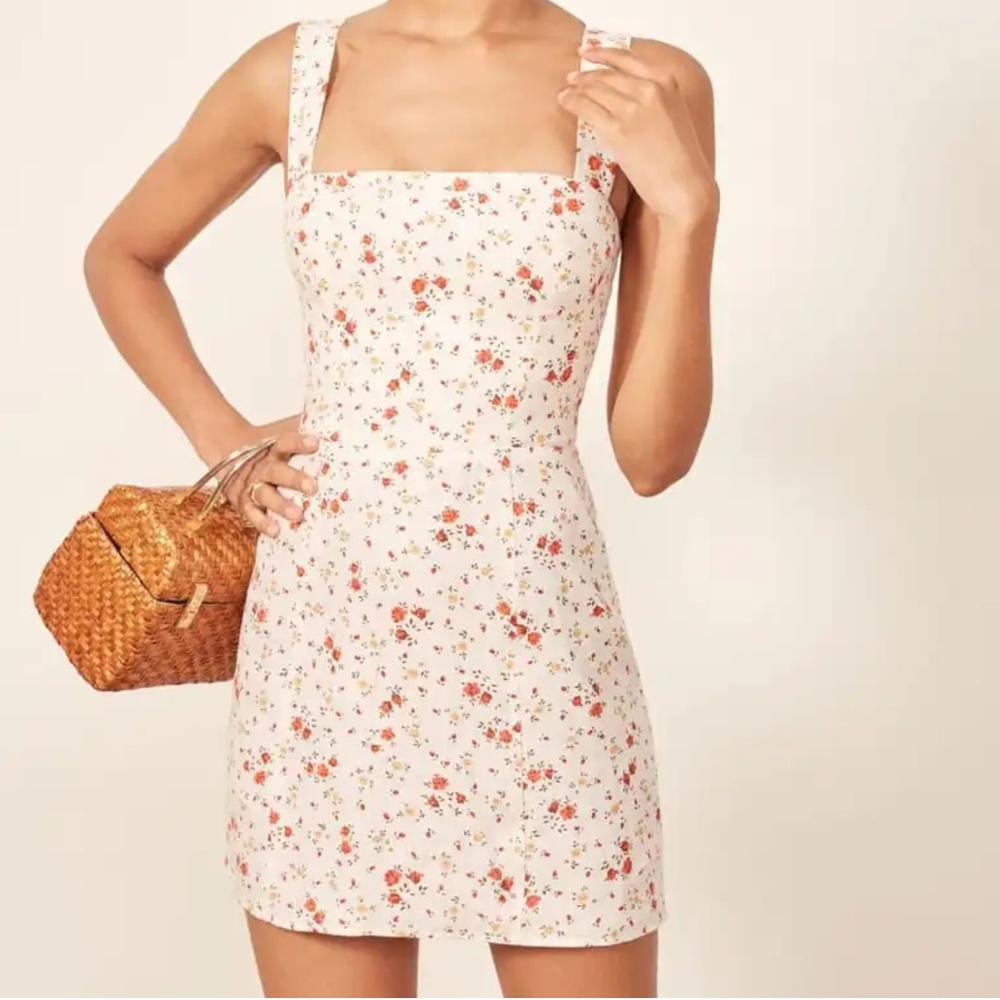Reformation Floral Brigitte Linen Dress 10